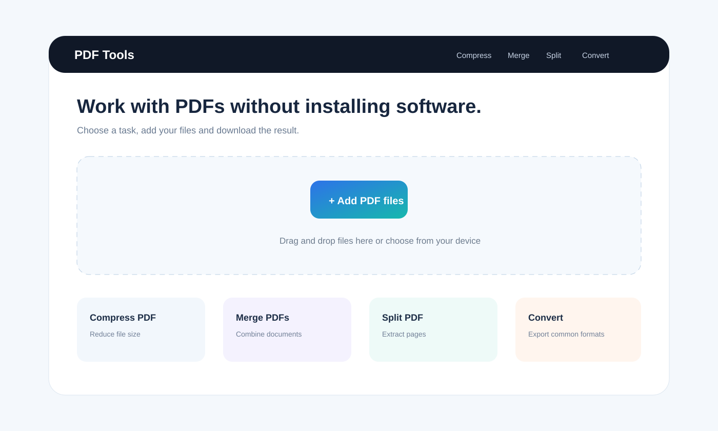 Representative PDF Tools browser interface