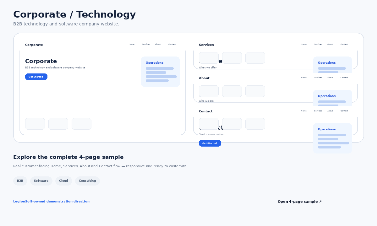 Corporate / Technology website sample preview
