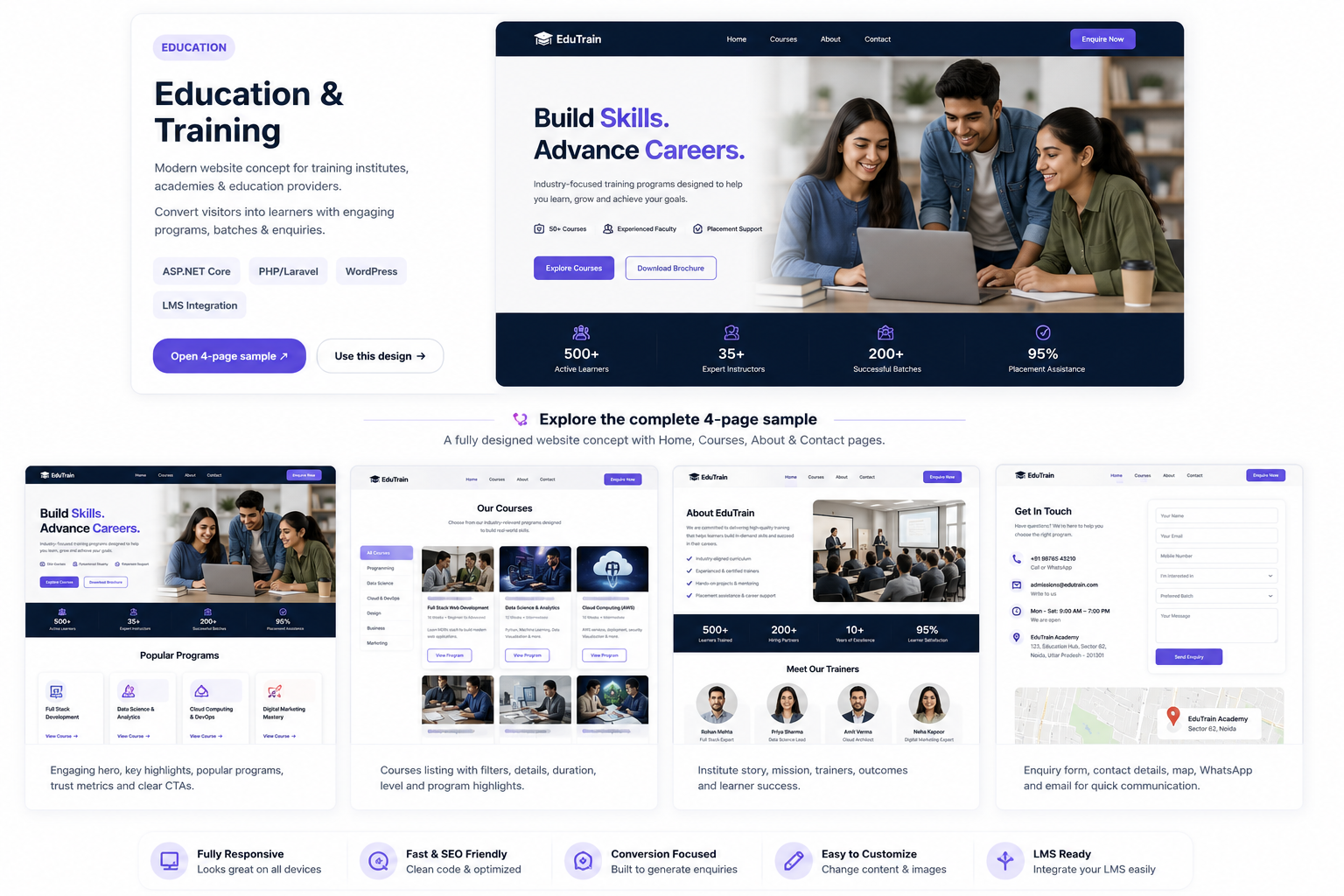 Education & Training website sample preview