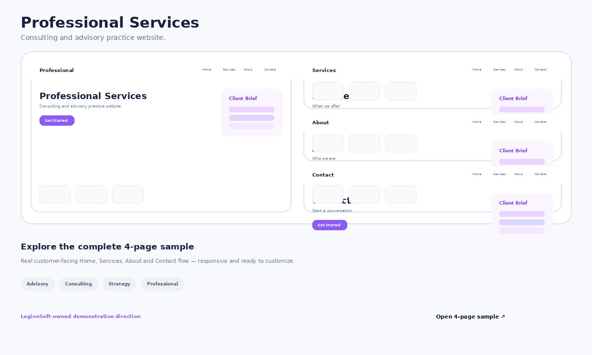 Professional Services website sample preview